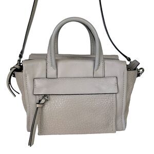 Coach Bleecker Mini Riley Carryall Leather Satchel Crossbody Bag Taupe Grey